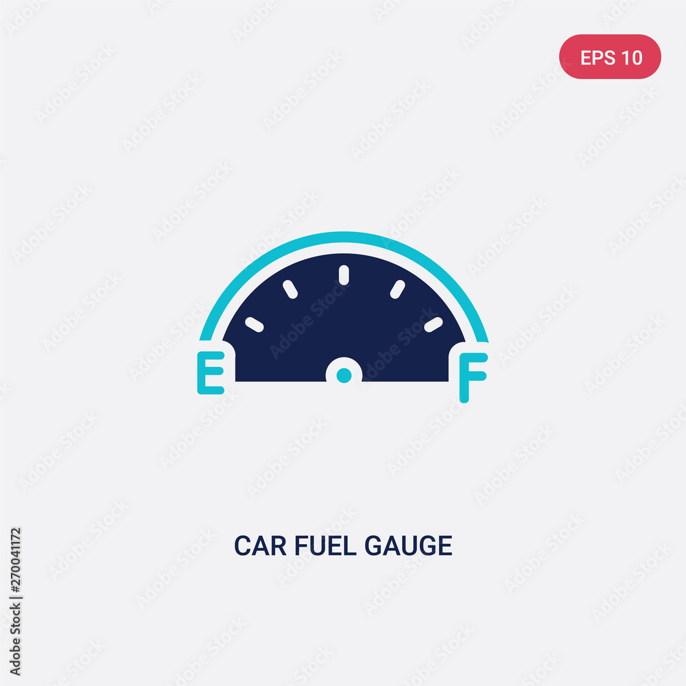 two color car fuel gauge vector icon from car parts concept. isolated blue car fuel gauge vector