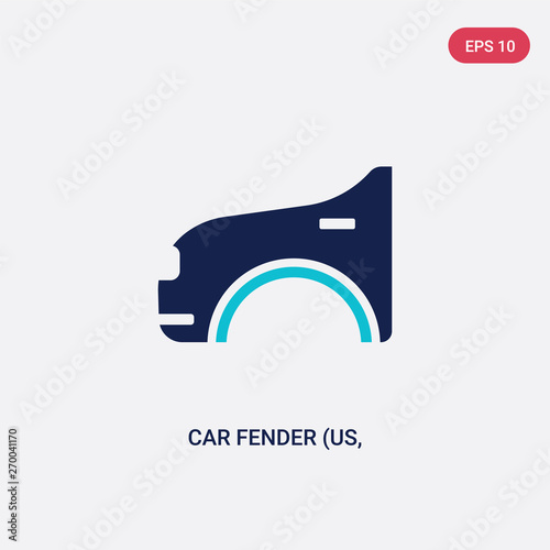 two color car fender (us, canadian) vector icon from car parts concept. isolated blue car fender (us, canadian) vector sign symbol can be use for web, mobile and logo. eps 10