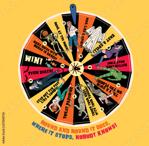 Halloween Wheel Of Fortune with Halloween Monsters.