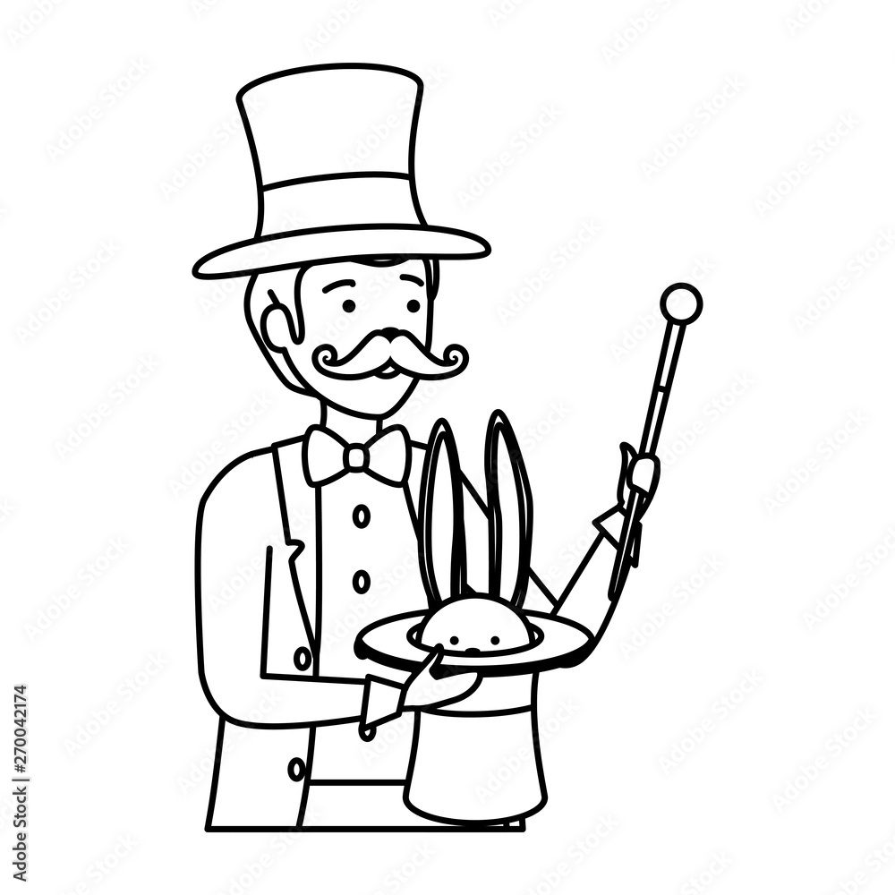 circus magician with hat and rabbit circus magician with hat and rabbit