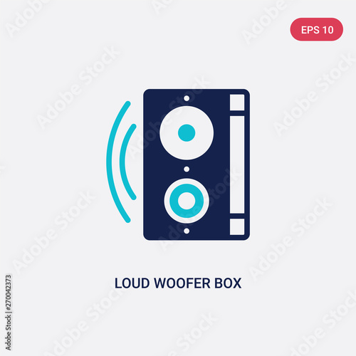 two color loud woofer box vector icon from cinema concept. isolated blue loud woofer box vector sign symbol can be use for web, mobile and logo. eps 10