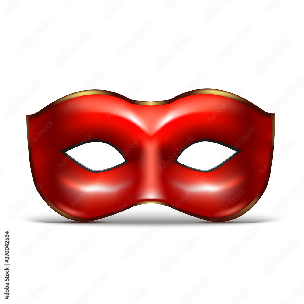 Realistic 3d Detailed Red Colombina Mask. Vector