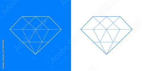 Icono plano lineal diamante en azul y blanco