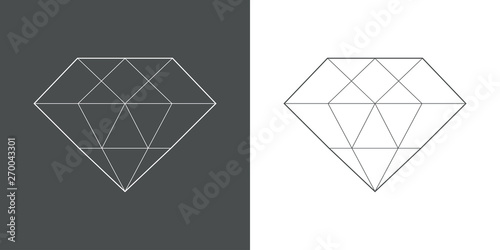 Icono plano lineal diamante en gris y blanco photo