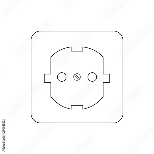 Icono plano lineal enchufe pared en color negro