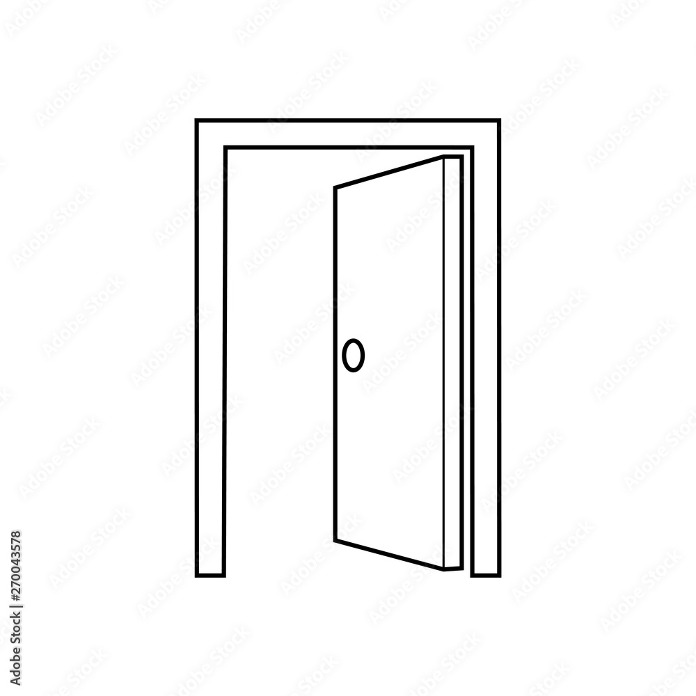Icono plano lineal puerta abierta en color negro Stock Vector | Adobe Stock