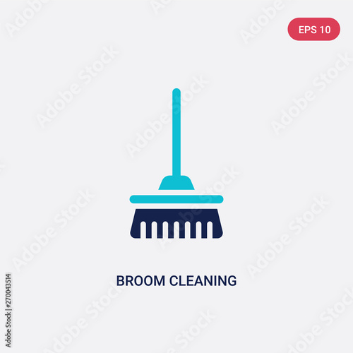 two color broom cleaning vector icon from cleaning concept. isolated blue broom cleaning vector sign symbol can be use for web, mobile and logo. eps 10