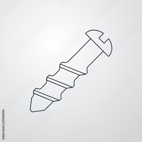 Icono plano lineal tornillo en fondo gris