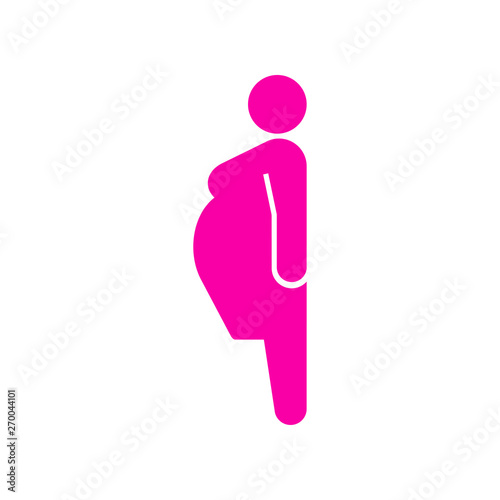 Icono plano silueta mujer embarazada en color rosa