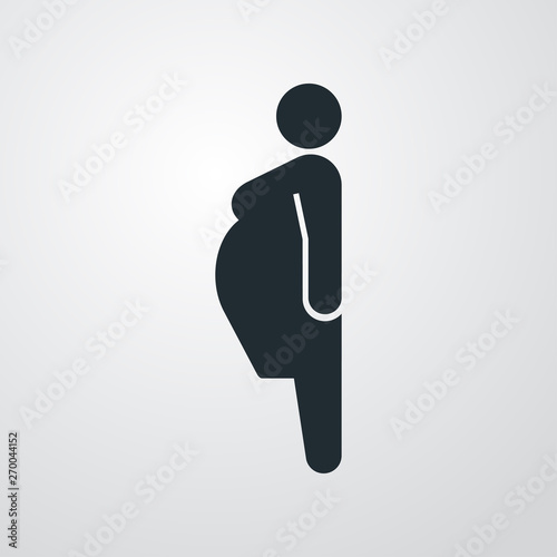 Icono plano silueta mujer embarazada en fondo gris