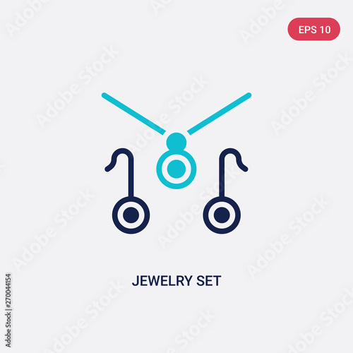 two color jewelry set vector icon from clothes concept. isolated blue jewelry set vector sign symbol can be use for web, mobile and logo. eps 10