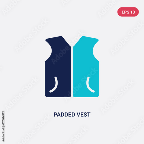 two color padded vest vector icon from clothes concept. isolated blue padded vest vector sign symbol can be use for web, mobile and logo. eps 10