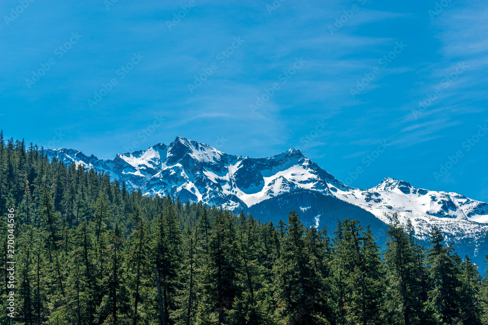 View of snow mountains in British Columbia, Canada.