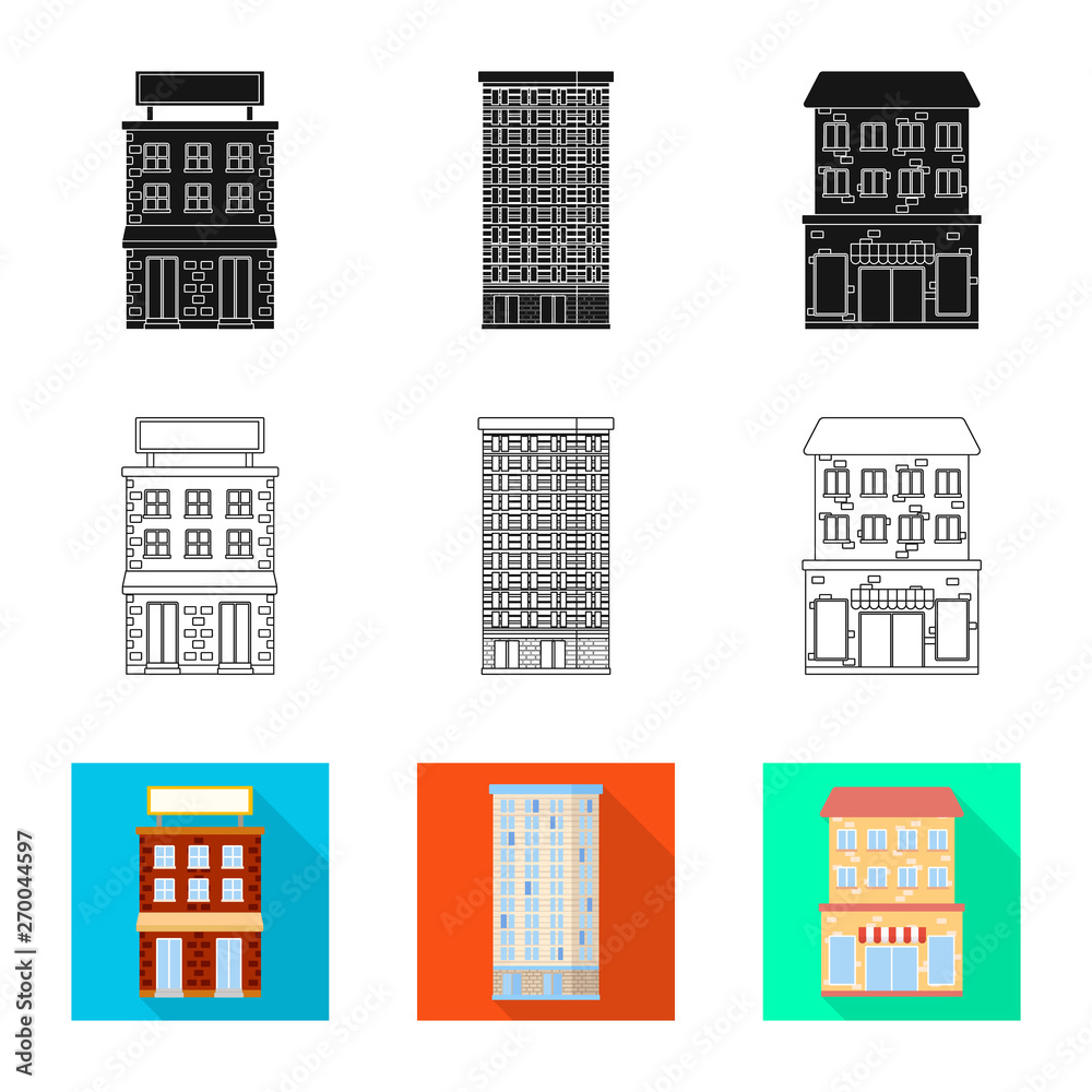 Vector design of municipal and center icon. Set of municipal and estate   stock vector illustration.