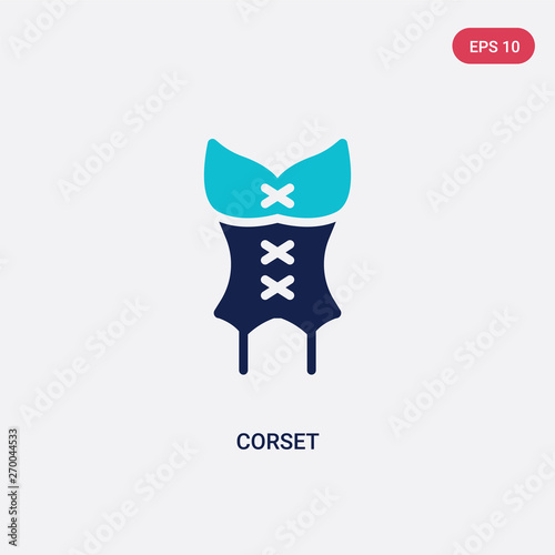 two color corset vector icon from clothes concept. isolated blue corset vector sign symbol can be use for web, mobile and logo. eps 10