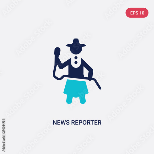two color news reporter vector icon from communication concept. isolated blue news reporter vector sign symbol can be use for web, mobile and logo. eps 10