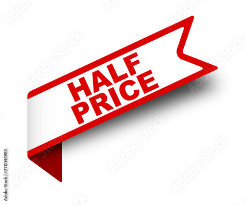 red vector banner half price