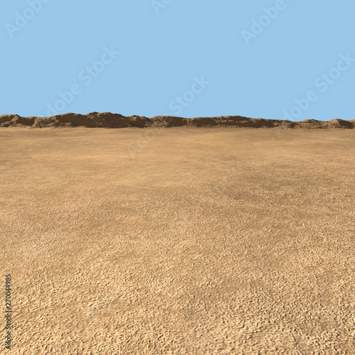 3D rendering of Desert Landscape with background sky