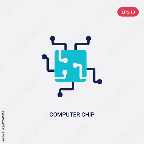 two color computer chip vector icon from computer concept. isolated blue computer chip vector sign symbol can be use for web, mobile and logo. eps 10