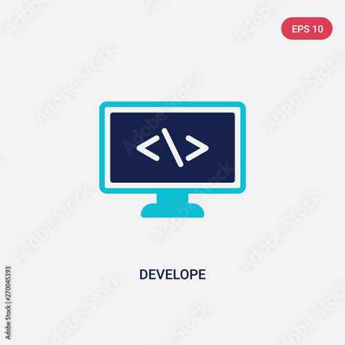 two color develope vector icon from computer concept. isolated blue develope vector sign symbol can be use for web, mobile and logo. eps 10