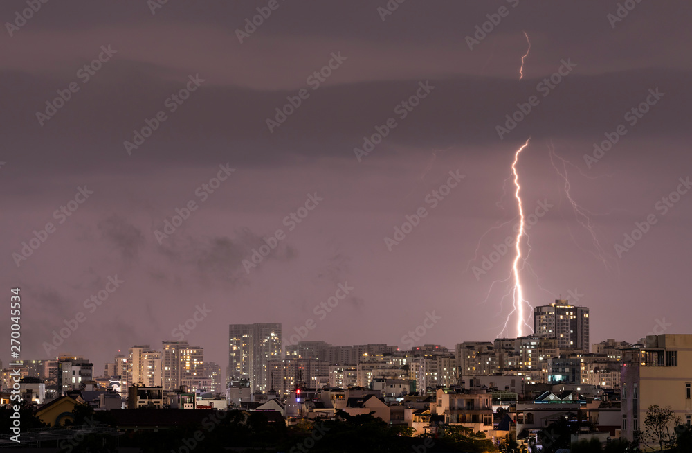 evening lightning storm Urban Area evening lightning storm Urban Area