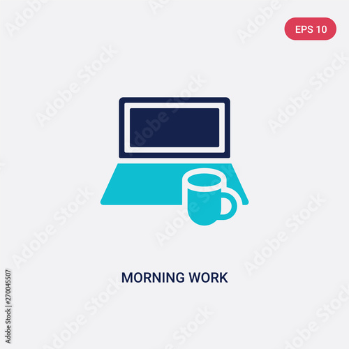 two color morning work vector icon from computer concept. isolated blue morning work vector sign symbol can be use for web, mobile and logo. eps 10