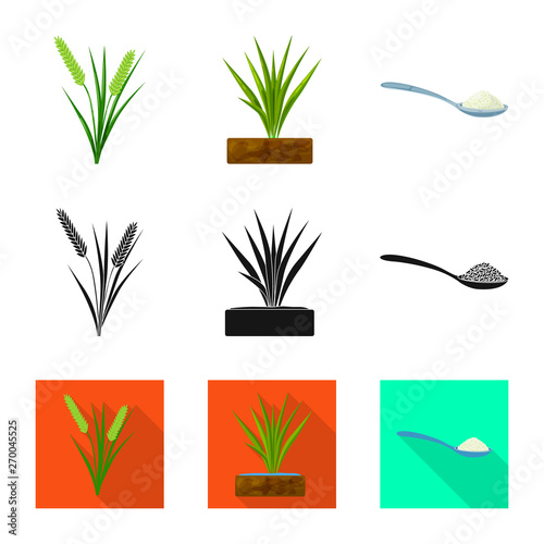 Isolated object of crop and ecological symbol. Set of crop and cooking stock vector illustration.