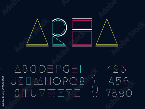 Geometric technology font. Futuristic alphabet. Design letters and numbers. .Modern abstract font and alphabet. Vector abc