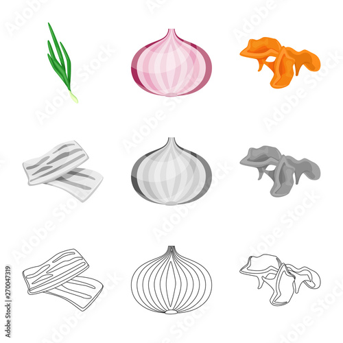 Isolated object of taste and product sign. Set of taste and cooking stock symbol for web.