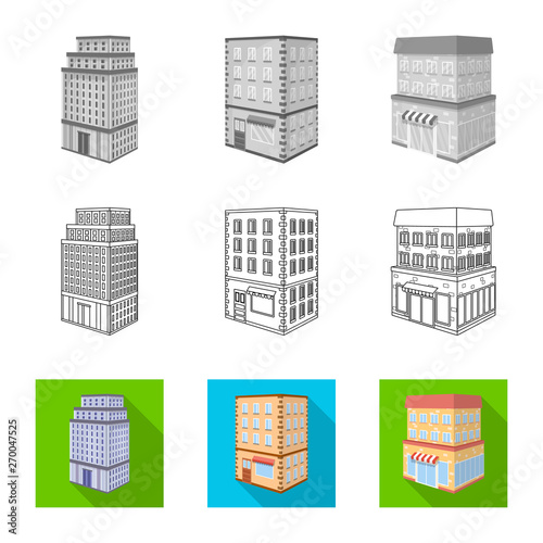 Isolated object of construction and building logo. Collection of construction and estate stock symbol for web.
