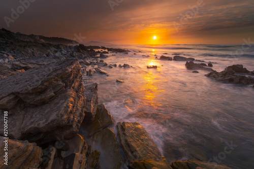 Sunset at Bidart's beach next to Biarritz, Basque Country. © Jorge Argazkiak