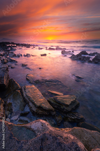 Sunset at Bidart's beach next to Biarritz, Basque Country.