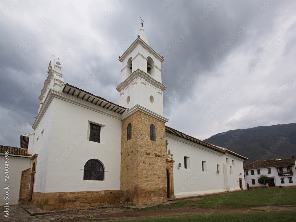 Catholic church Iglesia del Carmen in Villa de Leyva in Colombia