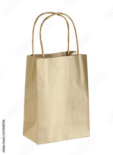 Small paper bag (with clipping path) isolated on white background