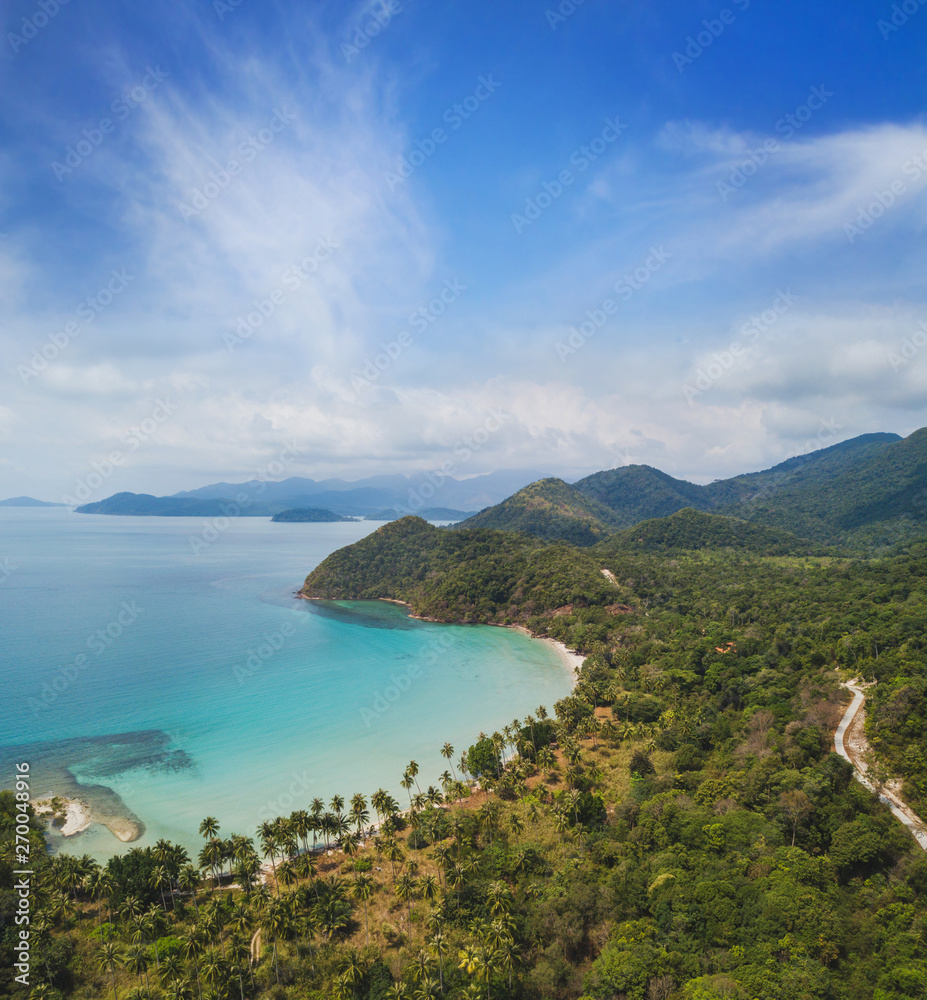 beach in Thailand Koh Chang island, aerial landscape, view from drone