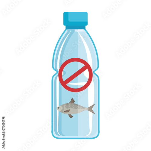 plastic bottle recycle with denied symbol and fish photo