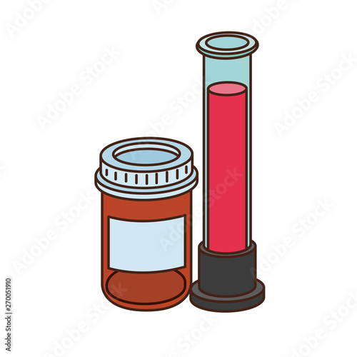laboratory instruments with medicines in white background