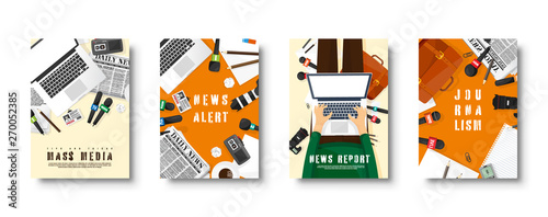 Photographie Mass media flat style covers set