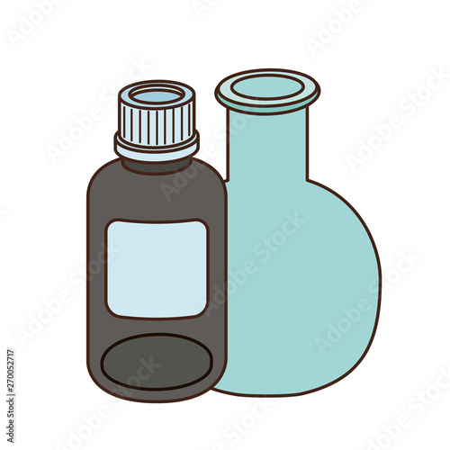 laboratory instruments with medicines in white background