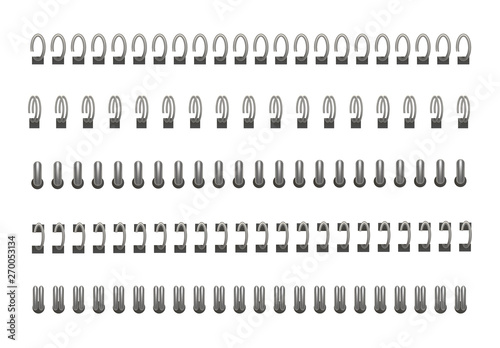 Realistic Detailed 3d Iron Wired Spirals Set. Vector