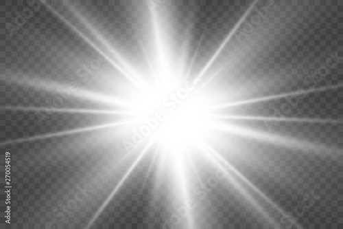 Light sources, concert lighting, spotlights. Concert spotlight with beam, illuminated spotlights for web design illustration.