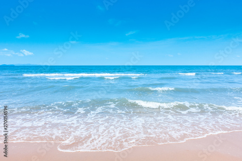 Beautiful beach summer time with blue sky and sea water.
