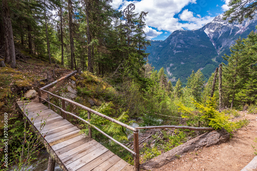 View at Mountain Trail in British Columbia, Canada. Mountains Background.