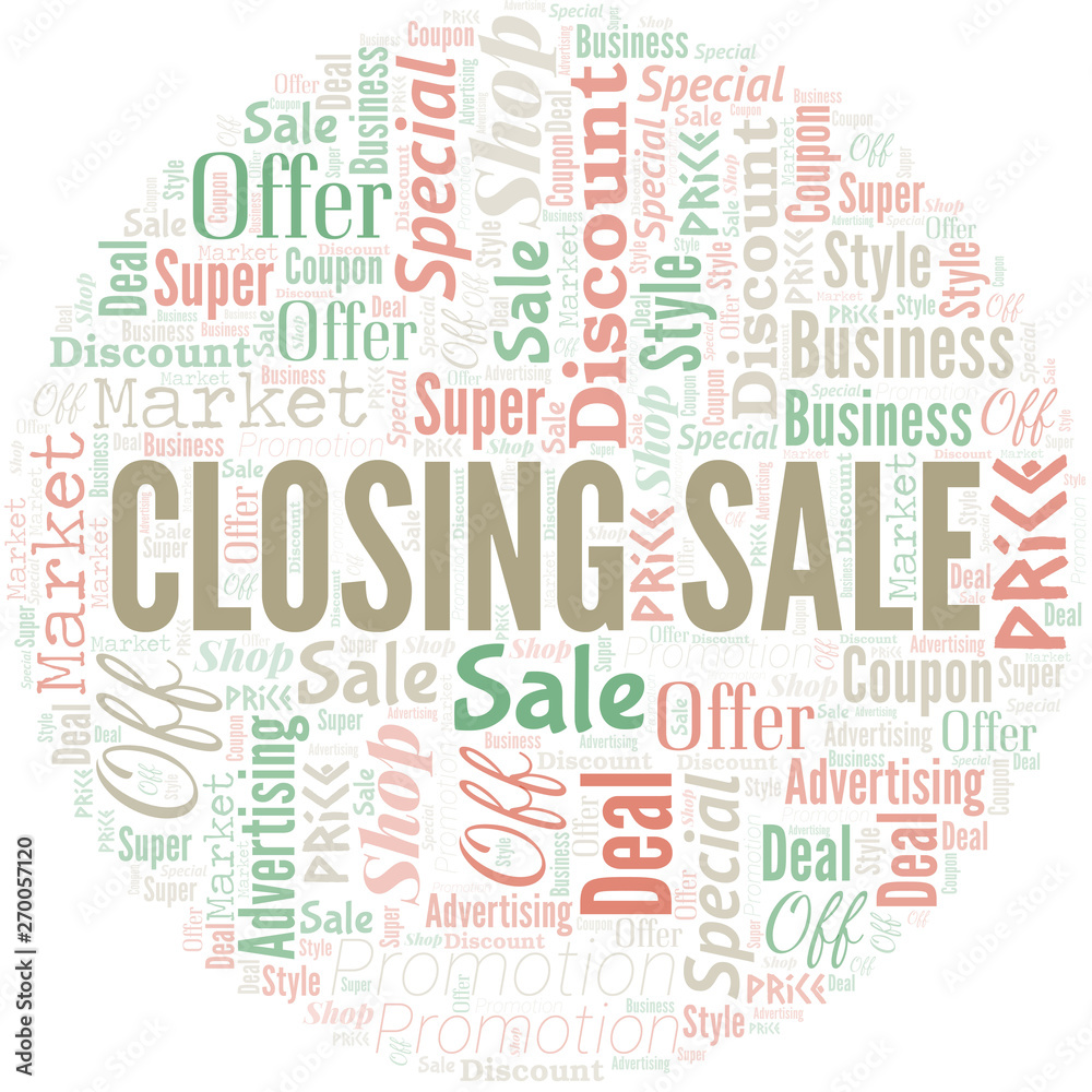 Fototapeta premium Closing Sale Word Cloud. Wordcloud Made With Text.