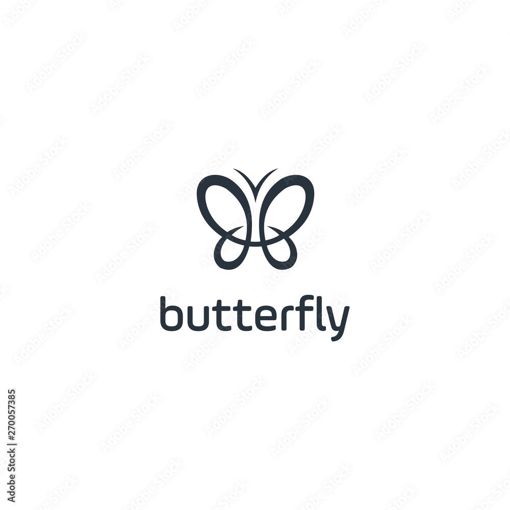 Obraz premium butterfly logo vector line outline icon illustration