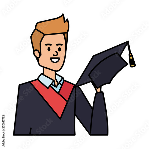 young man student graduated with hat
