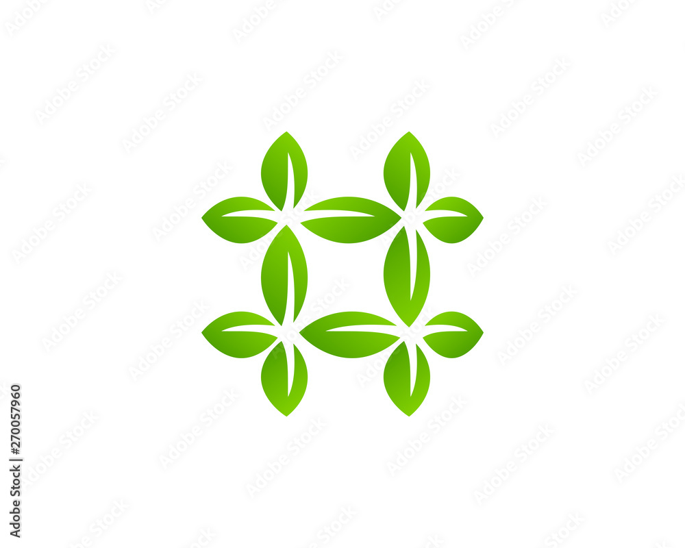 Hashtag symbol eco leaves logo icon design template elements