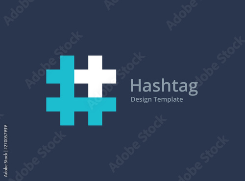 Hashtag symbol cross plus medical logo icon design template elements