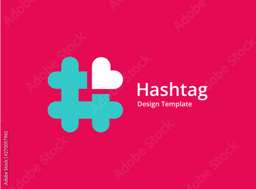 Hashtag symbol heart logo icon design template elements