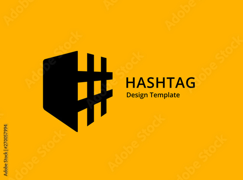 Hashtag symbol shield logo icon design template elements